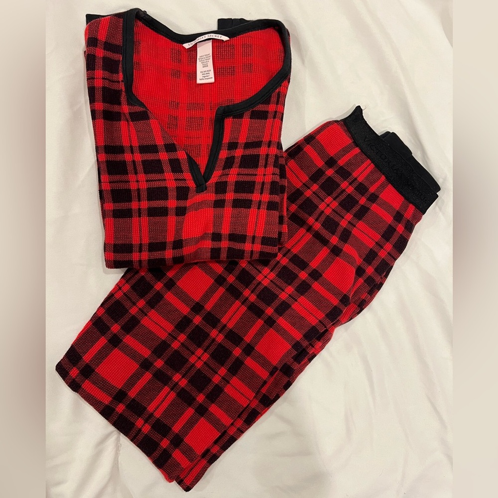 Victoria's Secret Red and Black Plaid Pajama Set